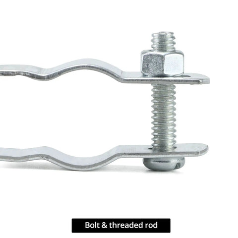 Heavy Duty Half Inch Conduit Hanger With Bolt Pack Of 50 Zinc Plated Steel Insulated Supports For EMTD And Rigid Conduits. Close-up of bolt and threaded rod.