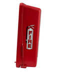Four Pack Red Surface Mount Fire Extinguisher Cabinet With Hammer Attachment For 20 Lb Units Hella Tough Outdoor Lock Box side view