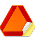 Badass Slick Adhesive Orange Smv Triangle Sign With Diamond Grade Reflective showing adhesive backing, ideal for safety on vehicles.