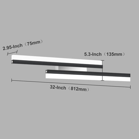 24 Inch LED Vanity Light Fixture 6000K Daylight White 36W 2160 Lumens Brushed Black Wall Mount Sconce For Bathroom Dimmable From Full To Off 180 Degree Rotatable Easy Install For Makeup And Grooming
