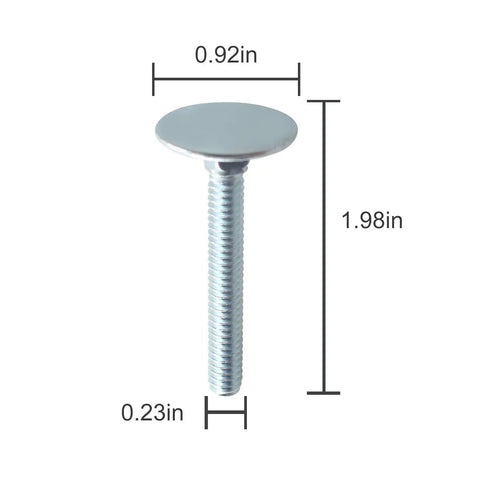 1/4-20 X 2 Inch Zinc Coated Elevator Bolt with Flat Head, showing dimensions, ideal for decking and camper van mounts.