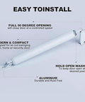 Heavy Duty Pneumatic Door Closer For Storm Screen Doors With Hold Open, Adjustable Quiet Close, White Aluminum