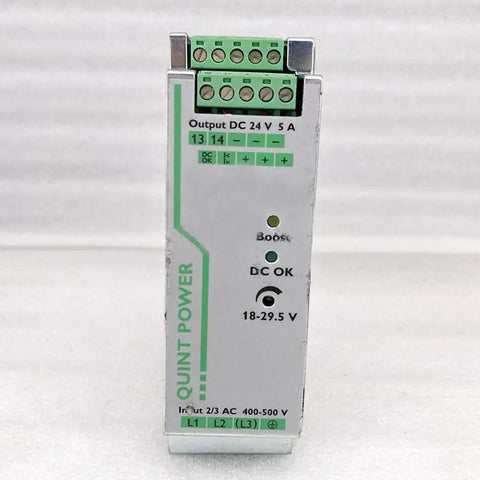 Rugged Switching Power Supply For 2866734 Quint PS 3AC 24DC 5 24V 5A Tested Reliable Industrial Power Module For Equipment Backup Systems And Continuous Operation, front view
