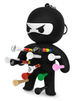 Ninja Golf Tee Holder Keychain with 10 Colorful Tees, Black Silicone Organizer for Golf Bags, Fun Gift Accessory for Golfers.