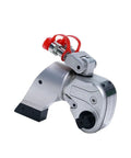 Heavy Duty Hydraulic Torque Wrench Featuring Slick 360 Swivel Head And Square Drive Built Like A Tank For Job Site Precision Plus Three Percent Accuracy Real Deal For Mechanics Handling Industrial Bolt Work side view with aluminum body and hydraulic components.