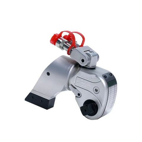 Heavy Duty Hydraulic Torque Wrench With Square Drive And Precision Torque Control Built Rock Solid For Serious Shop Grinds featuring silver alloy and adjustable bolt engagement.
