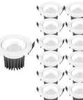 ELUKHT 13-Pack White Retrofit LED Recessed Lighting 3.5/4 Inch Anti-Glare Led Recessed Lights with round baffle trim.