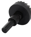 Close-up of 35mm Hole Saw Kit With 6mm Drill Bit 75mm Length HSS High Speed Steel Cutter Black Finish Heavy Duty Pro Grade