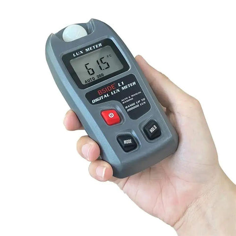 Pocket Light Meter For Photography And Plant Growth With LCD Display Lux And FC Measurement Auto And Manual Range High Accuracy 0.1 To 200000 Lux Pro Grade Photometer Sensor For Quick Readings, handheld gray plastic
