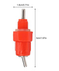20 Pack Top Shelf Automatic Chicken Water Nipples With 360 Degree Stainless Steel Flow, red plastic nipple detail, 5cm height.