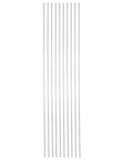 10 Pack 316L Stainless Steel Welding Rods, 1.2mm 1.6mm 2.4mm Optional, 330mm Long Electrodes in a straight row on white background