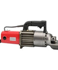 Portable Electric Hydraulic Rebar Cutter RC-20B fast cutting handheld tool with steel blade and red casing for construction sites.