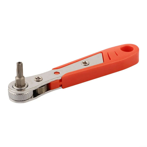 Top Notch Right Angle Ratchet Screwdriver Set For Torx T6 To T40 With 12 Bits And 36 Tooth Reversible Wrench In Alloy Steel For Tight Automotive And Household Repair Jobs That Hit The Spot, orange handle, single bit attached