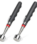 Pair of Telescoping Magnetic Pickup Tool 40 Lb Pull Heavy Duty with 30 Inch Reach, black handle, stainless steel rod