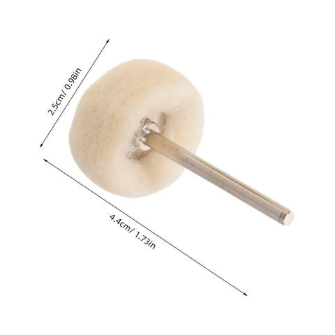 50 Piece Wool Polishing Buffing Wheels For Drill Attachments With White Cashmere Felt, side view showing dimensions