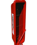 Solid As A Rock Red Fire Extinguisher Cabinet For 10 Lb ABC Extinguishers, wall-mounted with breaker hammer included.