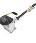 Pro Stucco Sprayer Kit With Ceiling Hopper Straight Up Beast Mortar Spray Gun showing chrome hoppers and ergonomic handle for smooth wall finishing.