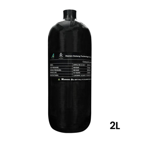 4500 Psi Carbon Fiber Scuba Tank 2L 122 Cu In 2000cc High Pressure Cylinder for deep sea diving, snorkeling, and air rifle use