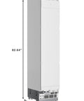 18 Inch Panel Ready Freezer Column With 8.6 Cubic Feet Heavy Duty Storage, Built In Ice Maker, Frost Free Energy Star Rated, side view with dimensions.
