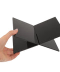 Hand holding Multi Function Desktop Book Stand For Reading Bible Cookbooks Mags And Tablets Large Black Holder