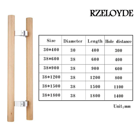 Heavy Duty H Shaped Door Pull Bar With Real Beech Wood Knobs And Dead Nuts Secure 304 Steel Connector For Glass Doors Saunas Smooth Double Push Function Interior Entryway Upgrade
