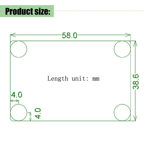 Dimension illustration of Hella Reliable Stepper Motor Speed Controller With Smooth Pwm Pulse Generator, size 58x38.6 mm.