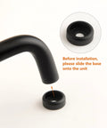 Five Pack Matte Black Modern Cabinet Pulls installation guide, showing step to slide base onto handle unit