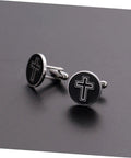 Cross Cufflinks For Men Black Titanium Steel Shirt Fasteners 1 Pair For Business And Formal Shirts With Durable Finish