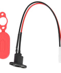 Silicone Charging Port With Waterproof Cover For M365 Electric Scooter, durable black port and red cover, easy install