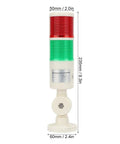 Industrial Machine Alarm LED Light For CNC Gear With Red And Green Indicator Tower And Buzzer showing size dimensions