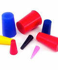 Heavy Duty Silicone Masking Plugs Kit 40 Pcs Range From 1/16 Inch To 3/4 Inch High Temp Heat Resistant Powder Coating Tapered Caps Car Accessories For Auto Body Work And Paint Protection That Will Fly. assorted silicone tapered plugs in different sizes on white background