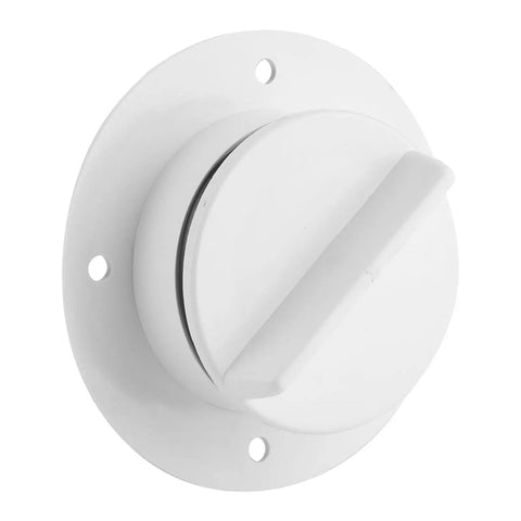 Transom Drain Valve For Boats, Nylon Scupper Drain With Deck Mounted Bung Stopper, water tight and easy install design in white