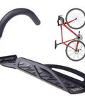 Beefy Heavy Duty Wall Mount Bike Hanger For Garage And Shed, vertical view with anti-scratch hook, holds up to 65 lb, black finish