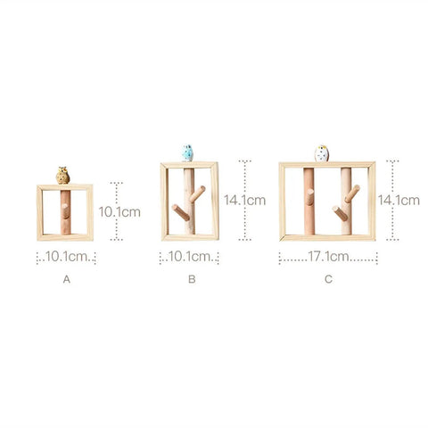 Solid Wood Square Wall Hook For Keys And Coats Pretty Dang Sturdy Entryway Organizer With Premium Varnish Finish, three sizes shown.