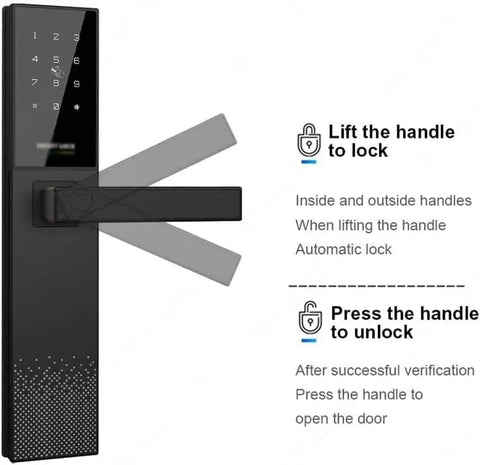 No Sweat Smart Door Lock With Legit Hella Secure Biometric Fingerprint Access And Dead Simple Keyless Entry Handle showing locking mechanism.