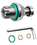 Heavy Duty Self Tapping Oil Drain Plug Repair Kit For Cars And Trucks With Stainless Steel Double Step Bolt Fix Stripped Oil Pan Threads Without Replacement On 16mm By 1.5 Vehicles That Need Quick Driveway Fixes, stainless steel plug kit with seals and hex key