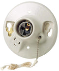 Porcelain Lampholder For Outlet Box Mount With Pull Chain Top Wire 9726C White Easy Install One Piece Glazed Lampholder