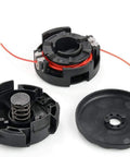 Disassembled Speed-Feed 400 Trimmer Head Replacement For SRM Series Quick Load String Head with visible components and spring