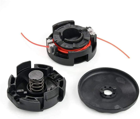 Disassembled Speed-Feed 400 Trimmer Head Replacement For SRM Series Quick Load String Head with visible components and spring