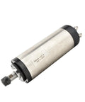 Top Shelf 1.5 Kw Water Cooled CNC Spindle Motor With ER16 Mount shown from the side, highlighting its compact stainless steel design.