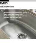 Medallion Designer Stainless Steel 24 Inch Undermount Sink With One Deep Bowl And Strainer, Built To Last 18-Gauge T304 Kitchen Upgrade