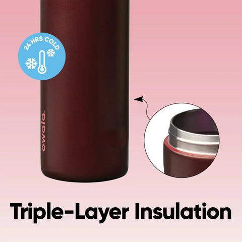 Heavy Duty Double Walled Stainless Steel Water Bottle 24 Oz with triple-layer insulation keeping drinks cold.
