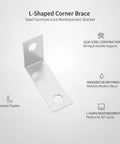 Heavy Duty Steel L Shaped Corner Brace Reinforcement Bracket For Furniture Fix Cabinet Support Stops Wobbly Drawers