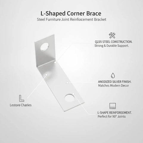 Heavy Duty Steel L Shaped Corner Brace Reinforcement Bracket For Furniture Fix Cabinet Support Stops Wobbly Drawers