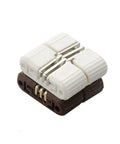 6-Piece Hidden Folding Door Barrel Cross Hinge Set for Dining Tables and Furniture Repair, white plastic hinge close-up