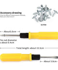 Universal Replacement Luggage Wheels With Silent Heavy Duty Rubber Casters Delivering Fluid Swivel Motion And Legit Sturdy Build Quality For A No Sweat Installation That Gets Your Suitcase Rolling Like New In Minutes. Image showing yellow screwdriver and screws.