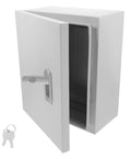 Heavy Duty Weatherproof Electrical Junction Box With Waterproof Enclosure 25X30X14 Cm, white with key lock, side view