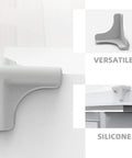 Silicone Corner Guard 8 Pack Protects Table Edges From Bumps And Collisions, easy install shown on white table corner