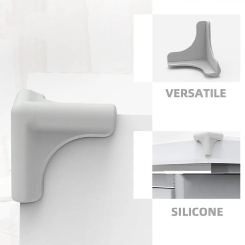 Silicone Corner Guard 8 Pack Protects Table Edges From Bumps And Collisions, easy install shown on white table corner