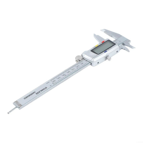 Digital Vernier Caliper with Large LCD Display, stainless steel design, showing measurement scale and large display.